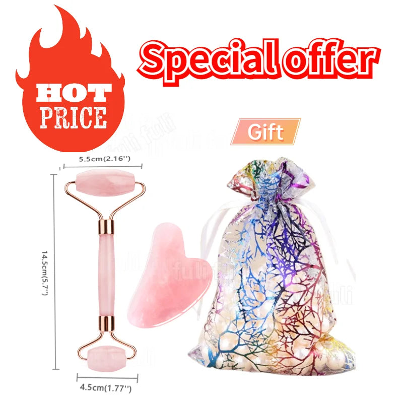 Rose Quartz Roller Massage Set