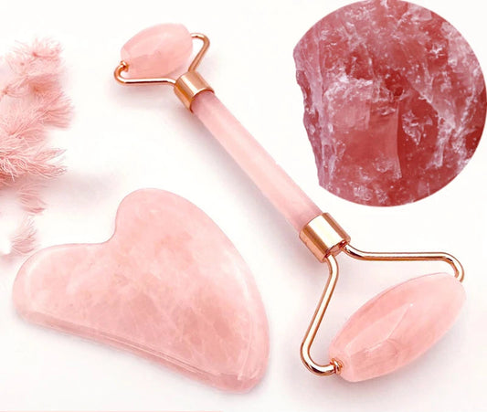 Rose Quartz Roller Massage Set
